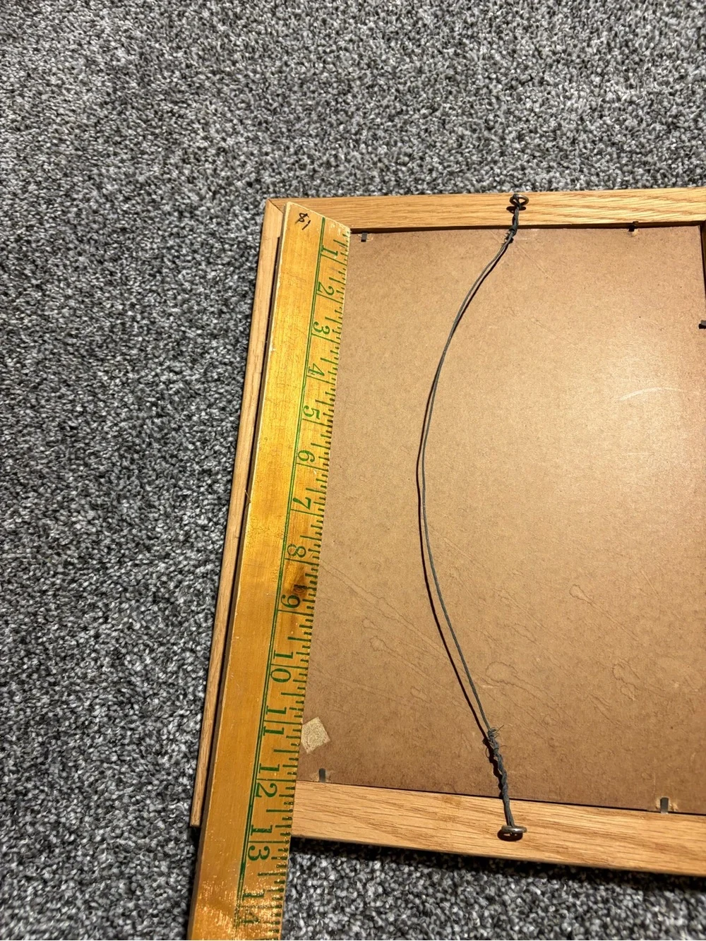 Vintage Solid Oak Wood Picture Frame with Beige Mat 9x12